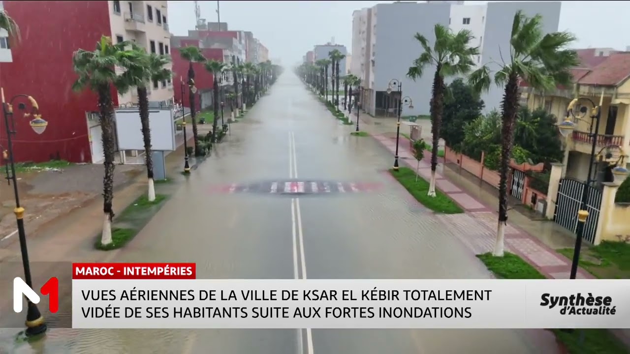 Vues aériennes de Ksar El Kébir totalement vidée de ses habitants suite aux fortes inondations