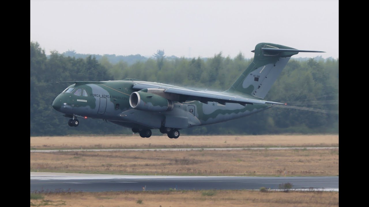(4K) Brazilian Air Force Embraer KC-390 PT-ZNG Arriving at Eindhoven Airport (DutchPlaneSpotter)
