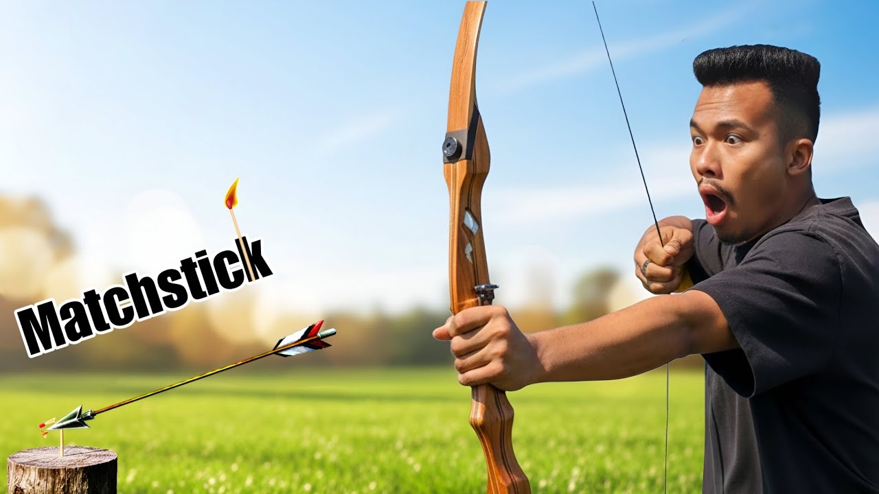 Extreme Archery Challenge | Splitting a Matchstick with One Arrow! #BowAndArrow #ExtremeChallenge