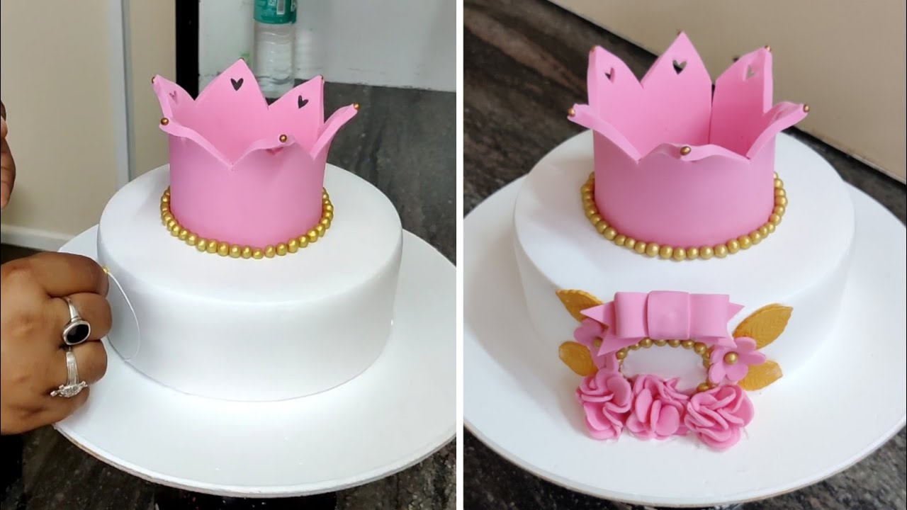 Beautiful Fondant Crown Cake | Crown Cake Kaise Banaye | Girl Birthday Cake