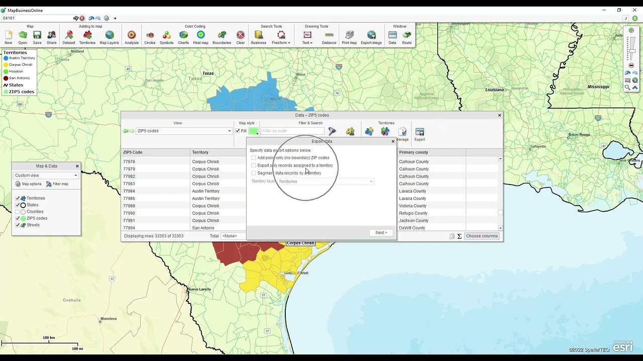 Exporting Zip Code Territories