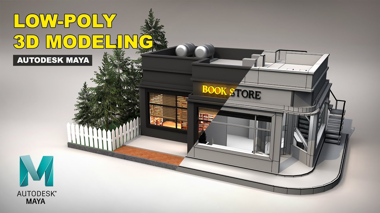 Low-Poly 3D Modeling | Bookstore | Autodesk Maya 2022