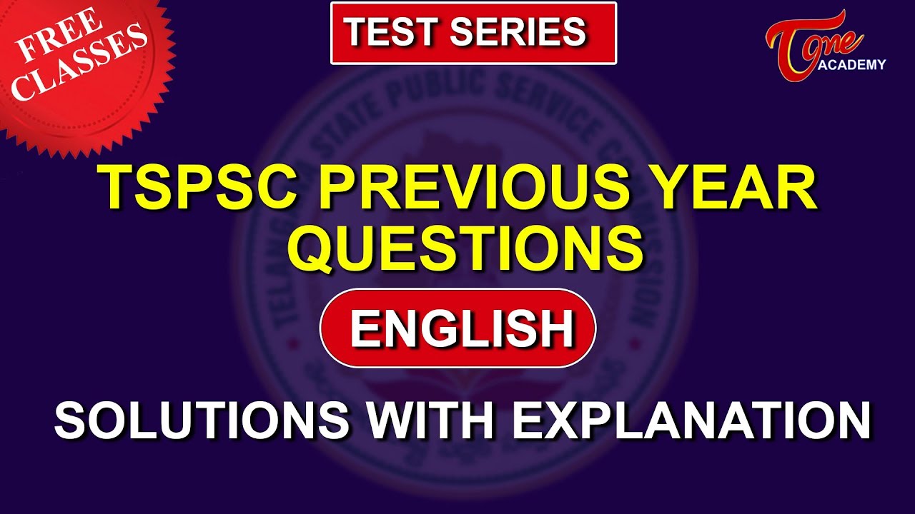 TSPSC Previous Year Questions With Answers | English | Tone Academy