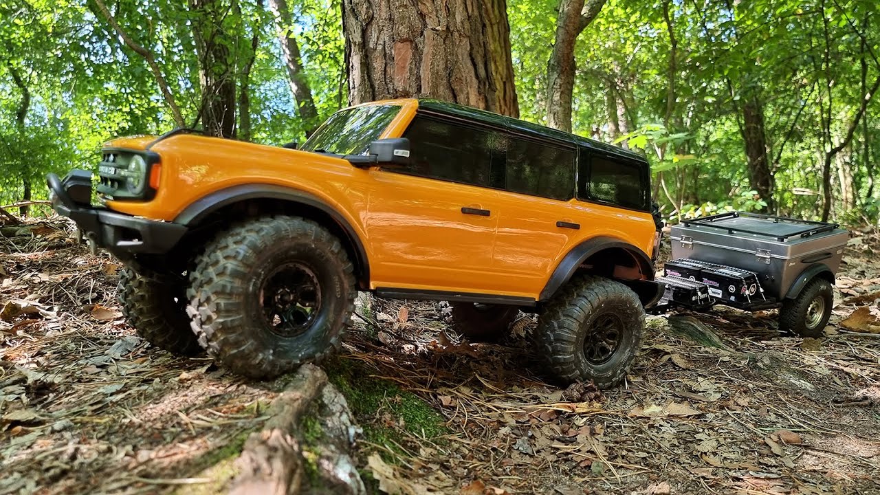 1/10 Scale RC - Ford Bronco 2021 with Pop-up Camper Tent Trailer - OFF Road Adventure (Traxxas TRX4)