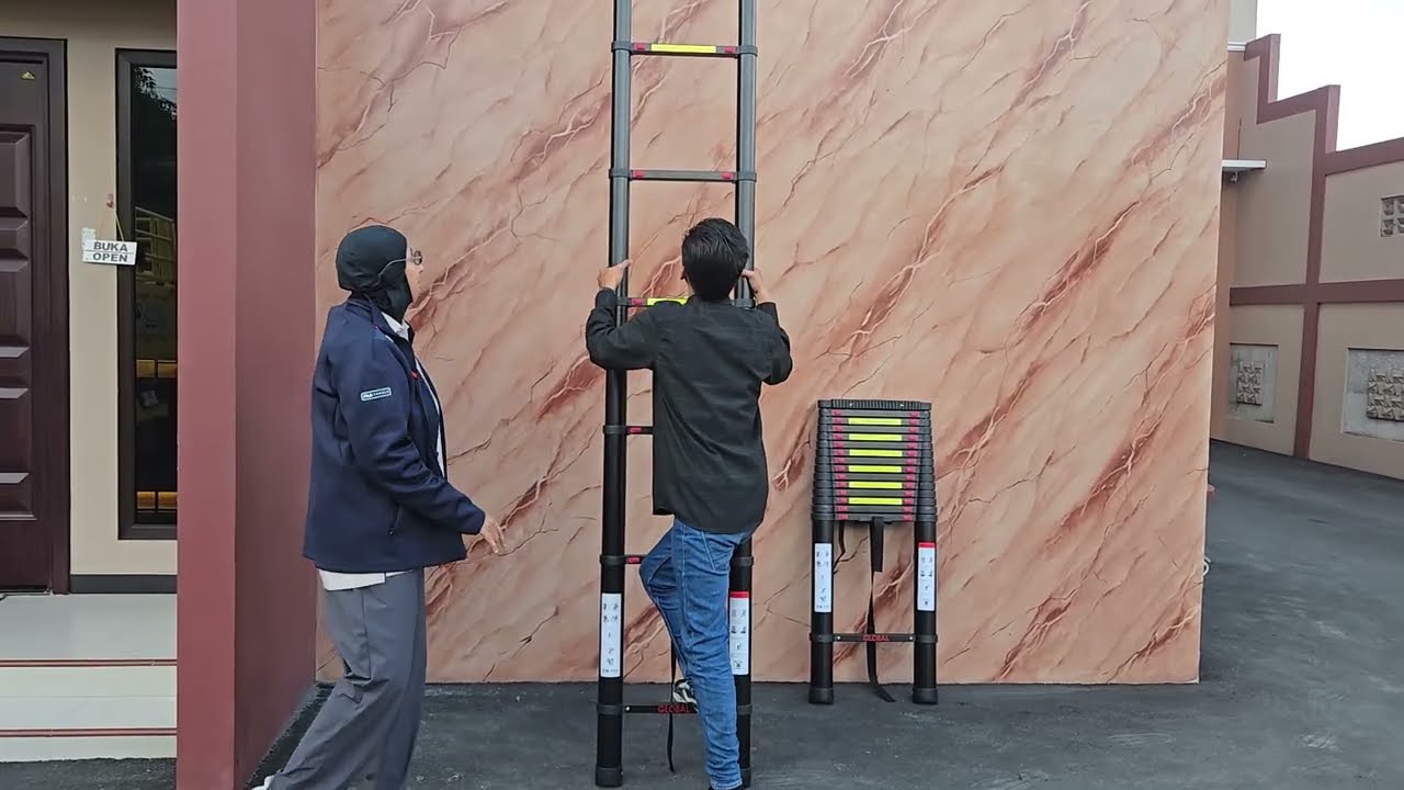 TANGGA TELESCOPIC DOUBLE SHOCK FULL RUBBER PENGAMANAN ANTI SELIP 