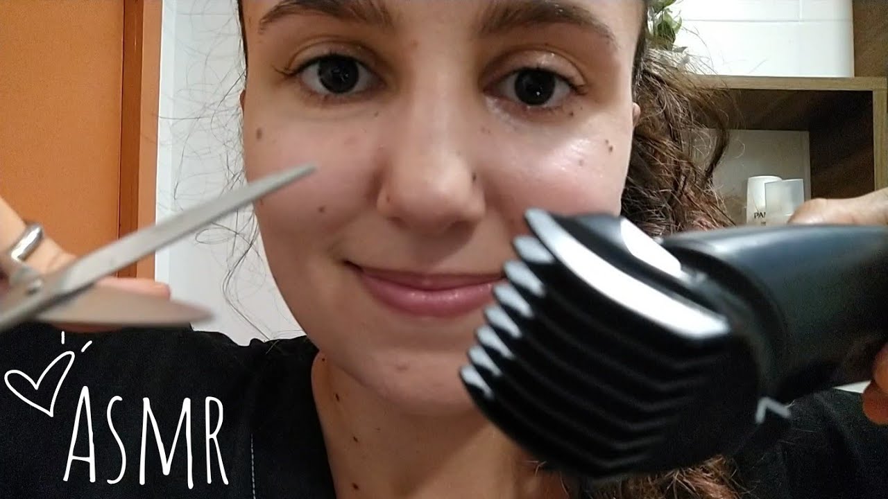 ASMR Corte de cabelo curto (tesoura e máquina)
