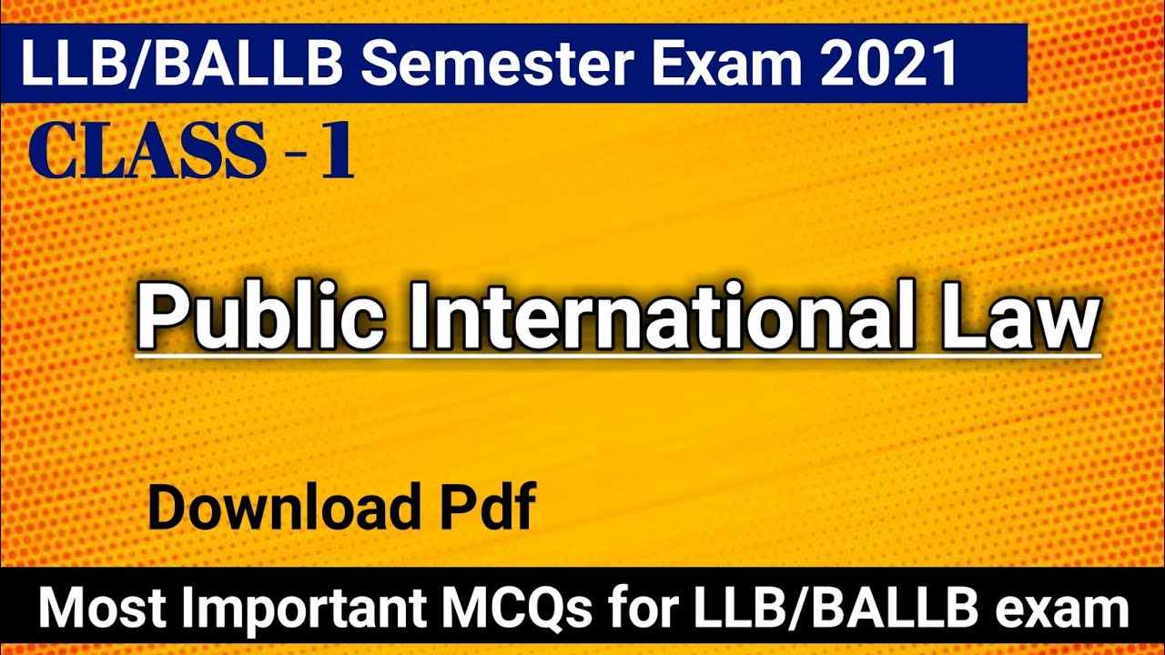 Public International Law most Important MCQ in Hindi |Class 1 LLB/BALLB Semester Exam |Kritika BALLB