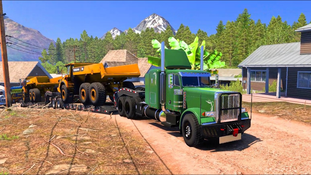 Truck: Haterbilt 389. Trailer: Double Lowboy. Carga: Volquetas - ATS 2026 03 13 23 43 29