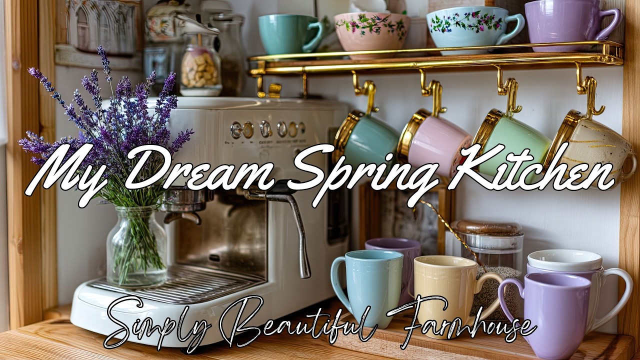 Spring Pastel Farmhouse Kitchen Tour | Elegant Romantic Decor for a Luxury Feel