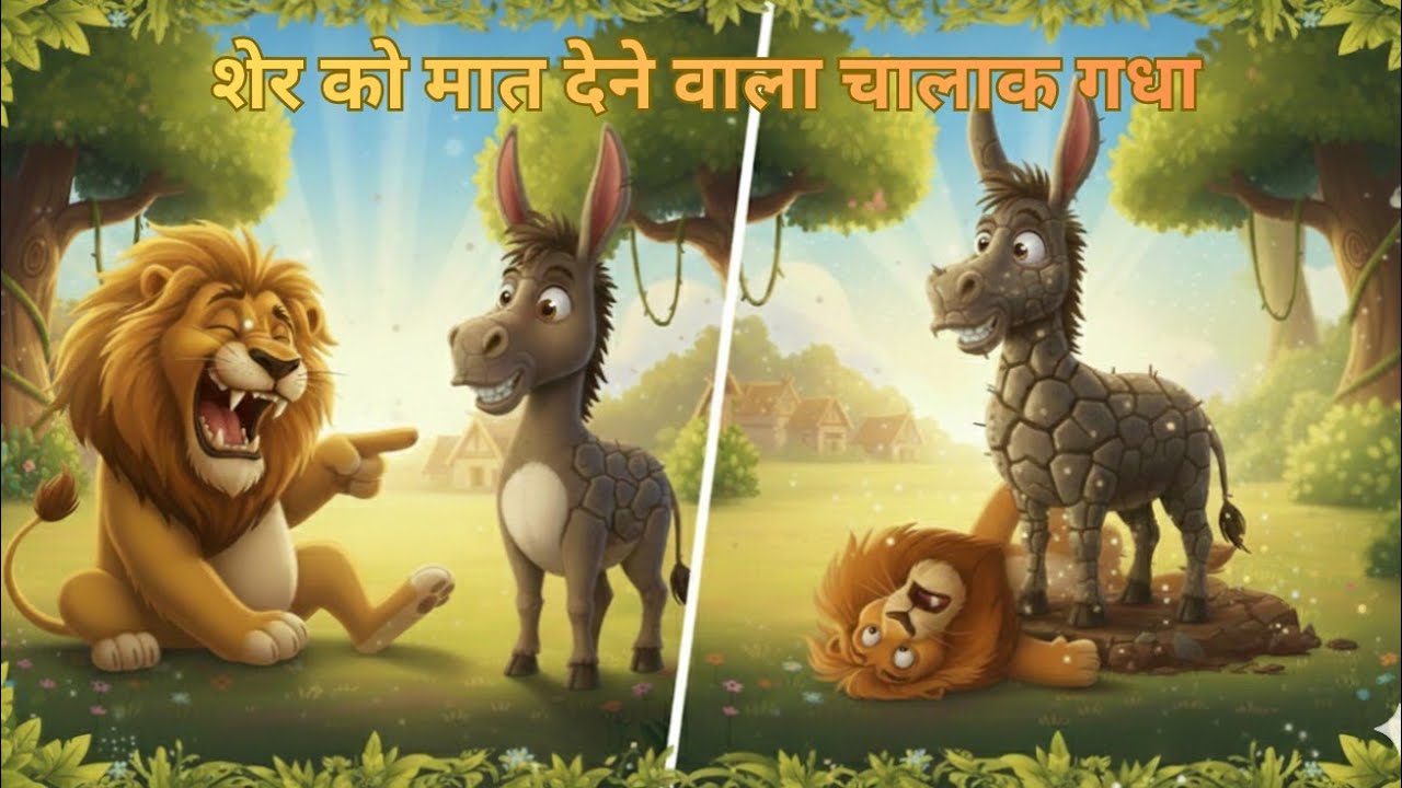 शेर को मात देने वाला चालाक गधा | Kids hindi story
