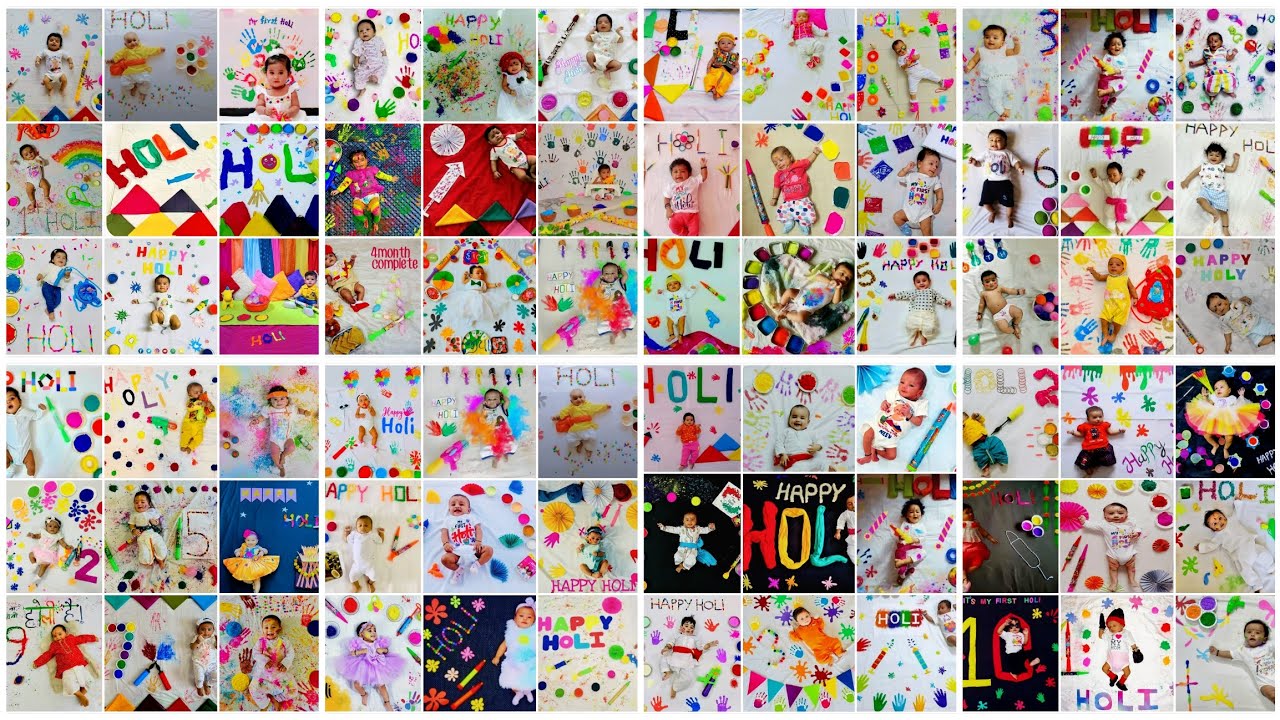 100+ Holi baby photoshoot ideas at home | latest  holi baby photoshoot | baby photoshoot ideas | diy