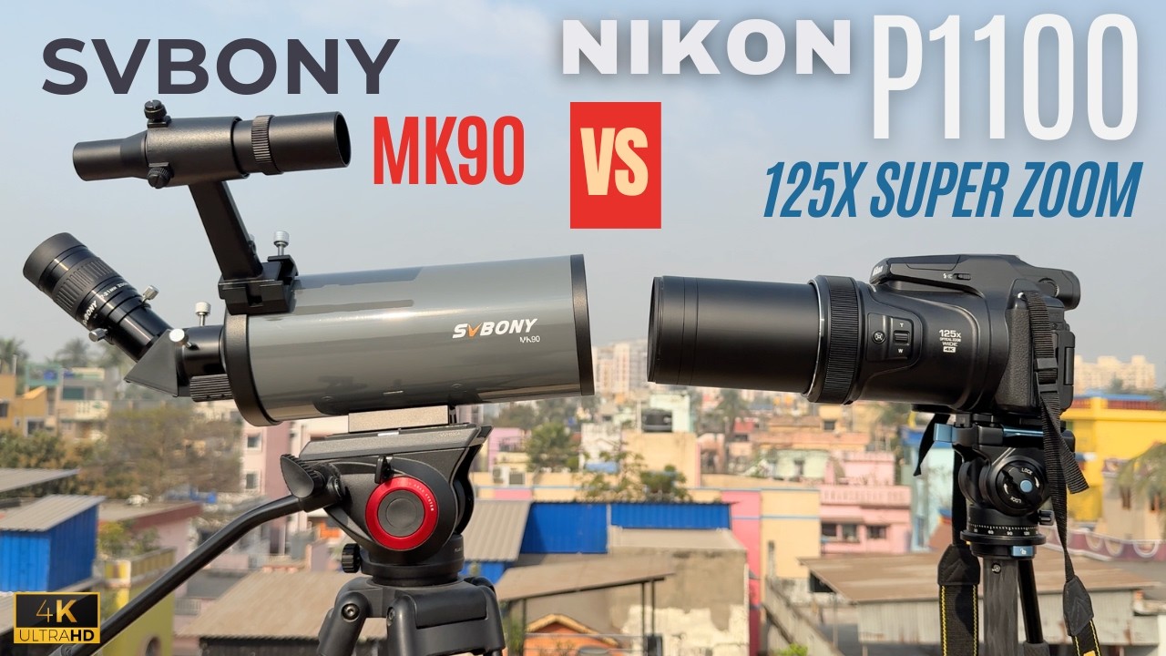 NIKON P1100 Largest Superzoom Camera vs SVBony MK90 Telescope  | Land, Moon, Jupiter & Saturn Test