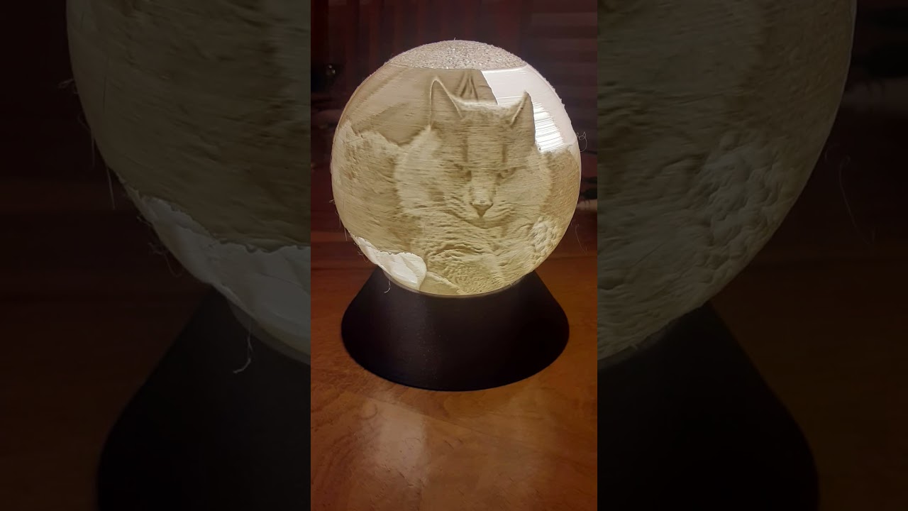 cat lithophane sphere 