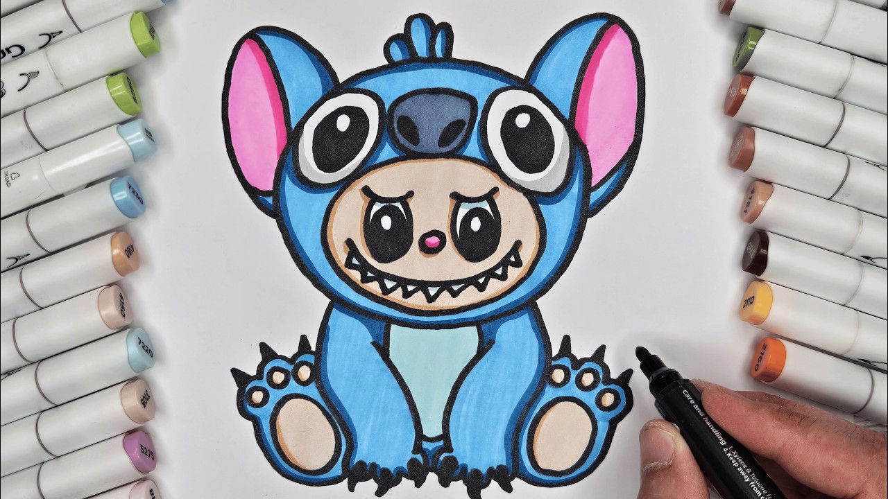Cum se Deseneaza LABUBU ( deghizat in STITCH )
