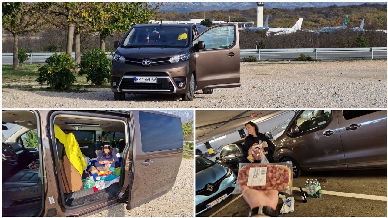 Barbara kupuje obrzydliwą wędlinę - jemy przy lotnisku / Toyota Proace Verso camper Chorwacja Krk