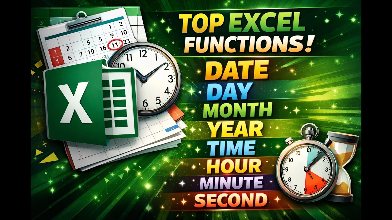 Top Excel Date & Time Functions | DATE, DAY MONTH, YEAR, TIME, HOUR, MINUTE, SECOND Explained