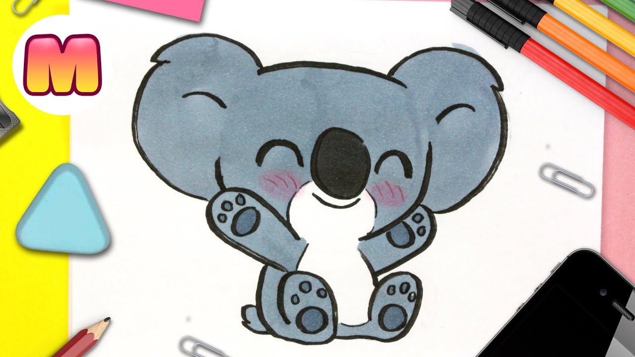 COMO DIBUJAR UN KOALA KAWAII ❤️ Dibujos faciles kawaii ❤️ Aprender a dibujar animales