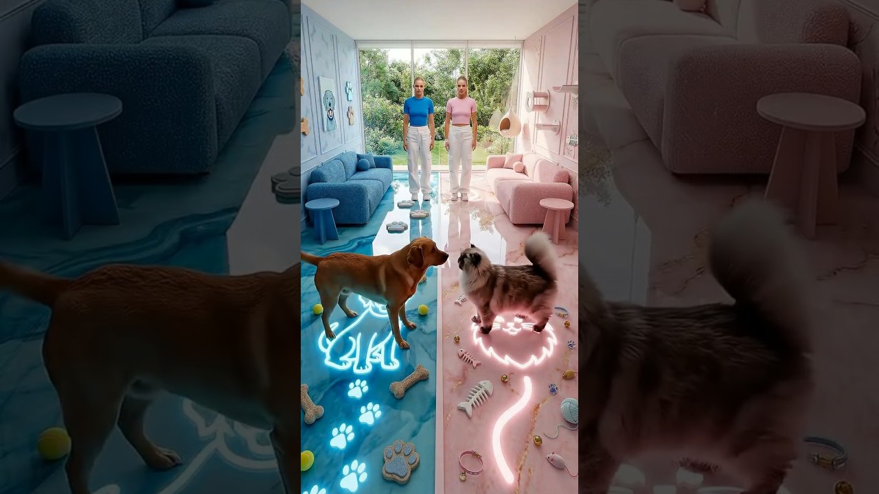 Dog vs Cat Custom Epoxy Floor! 🐶🐾🐱 Unreal Room Split Transformation #OddlySatisfying #RoomMakeover