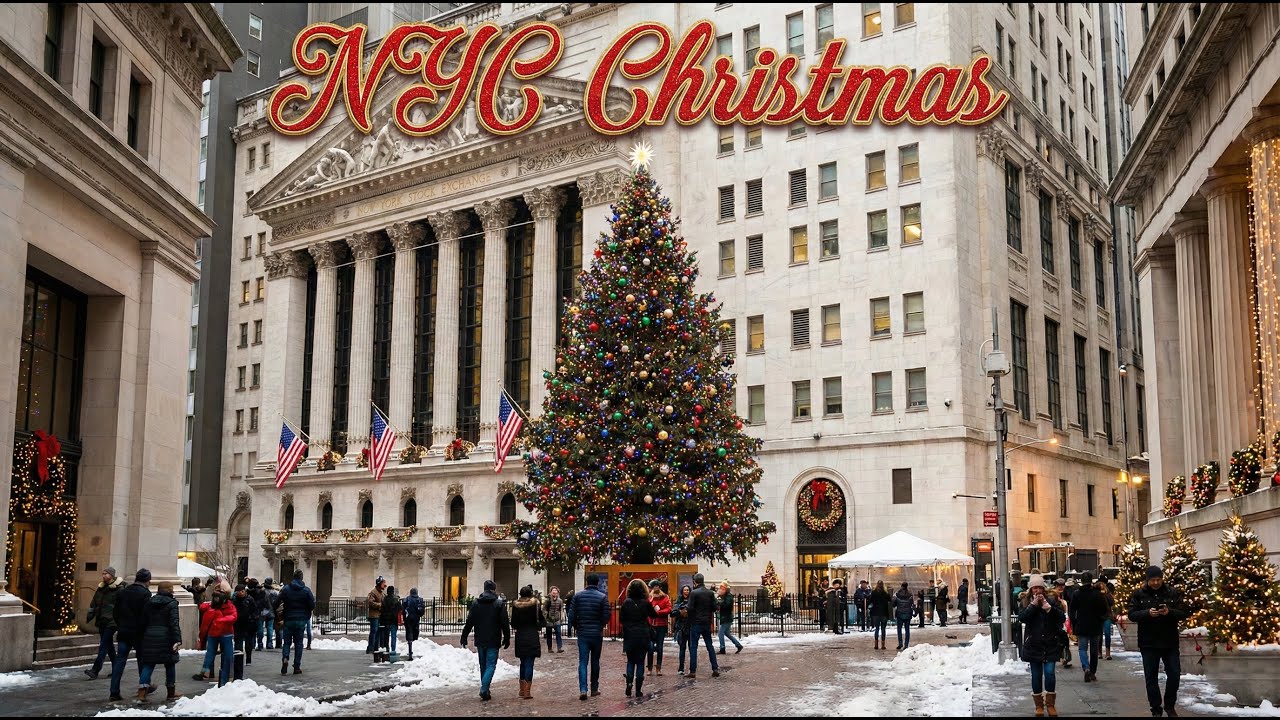 Walking NYC Financial District During Christmas - Holiday Season 2025