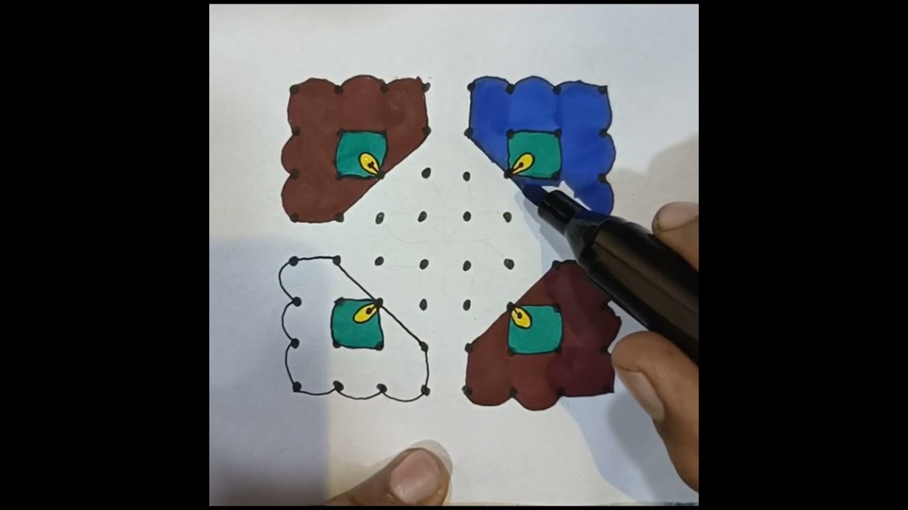 🧿8*8 చుక్కల అందమైన పూల ముగ్గులు 🦚🌷🌿 beautiful simple flowers kolam muggulu Rangolis 🏵️🪔🌿