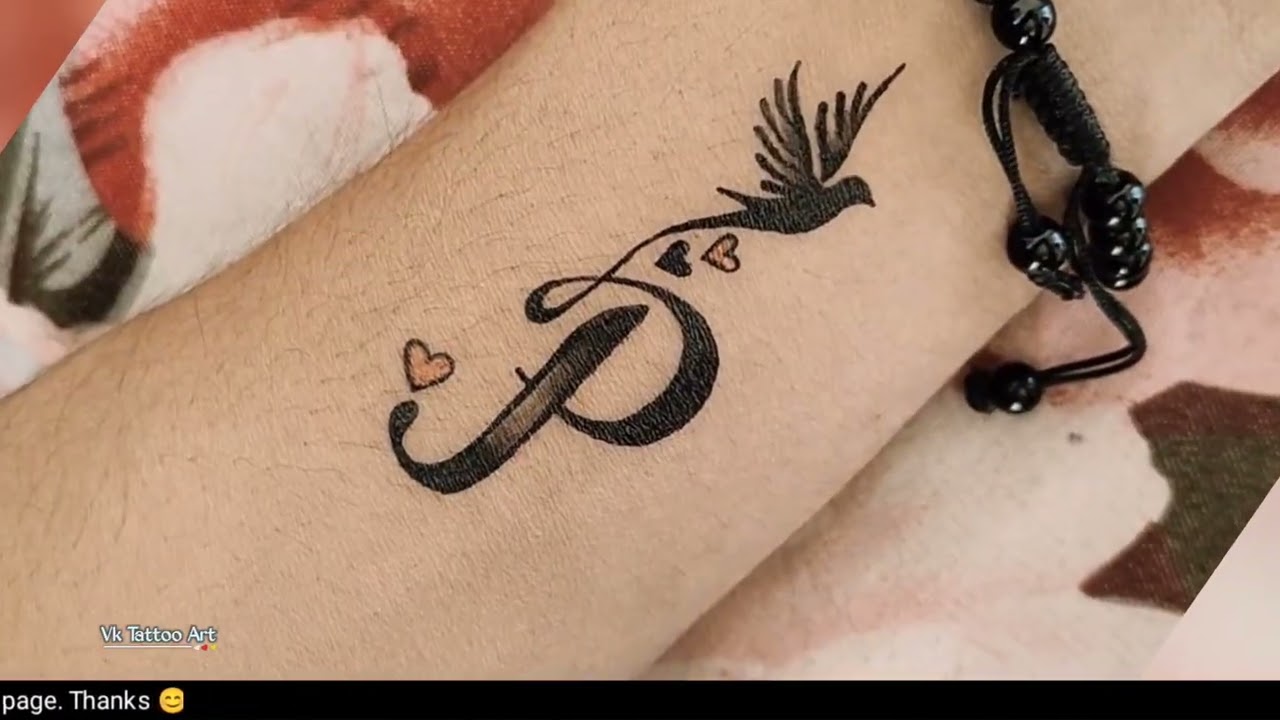 Tattoo making - P letter tattoo with birds 🐦 | P name tattoo | Alphabet p tattoo