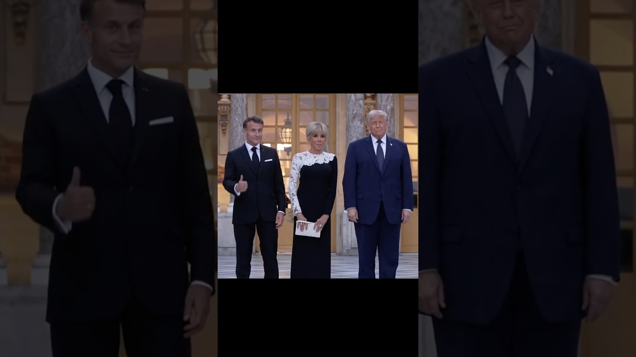 President Trump poses for a photo with French President Emmanuel Macron and Brigitte Macron