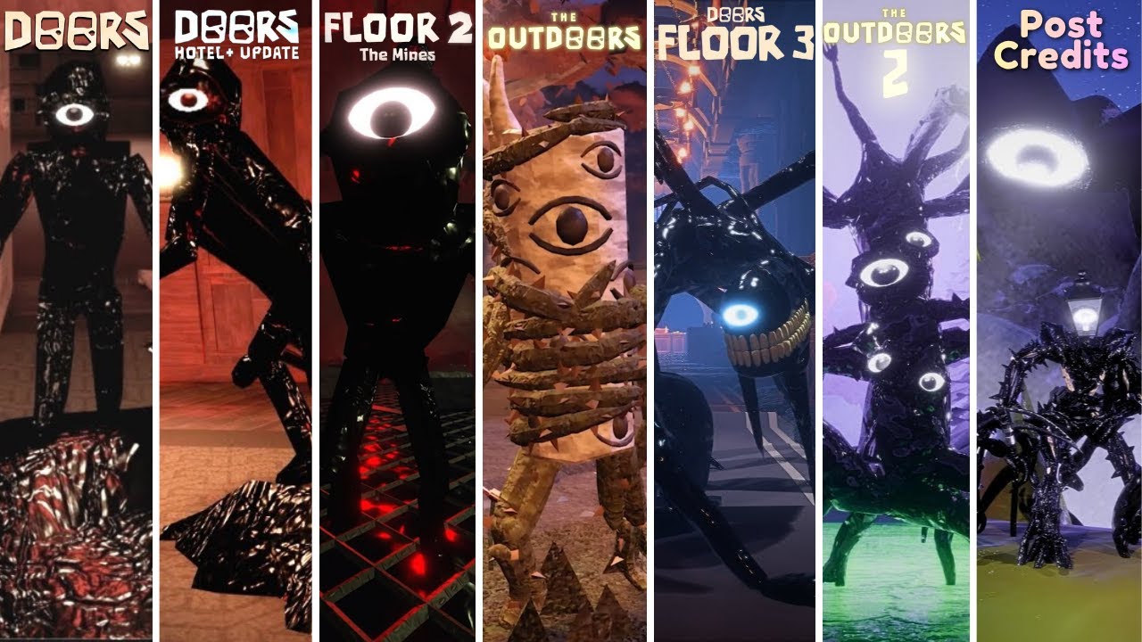 OLD vs Every NEWEST Seek Chase (Doors The Great Outdoors 1&2, Original, Floor 2 & Floor 3)