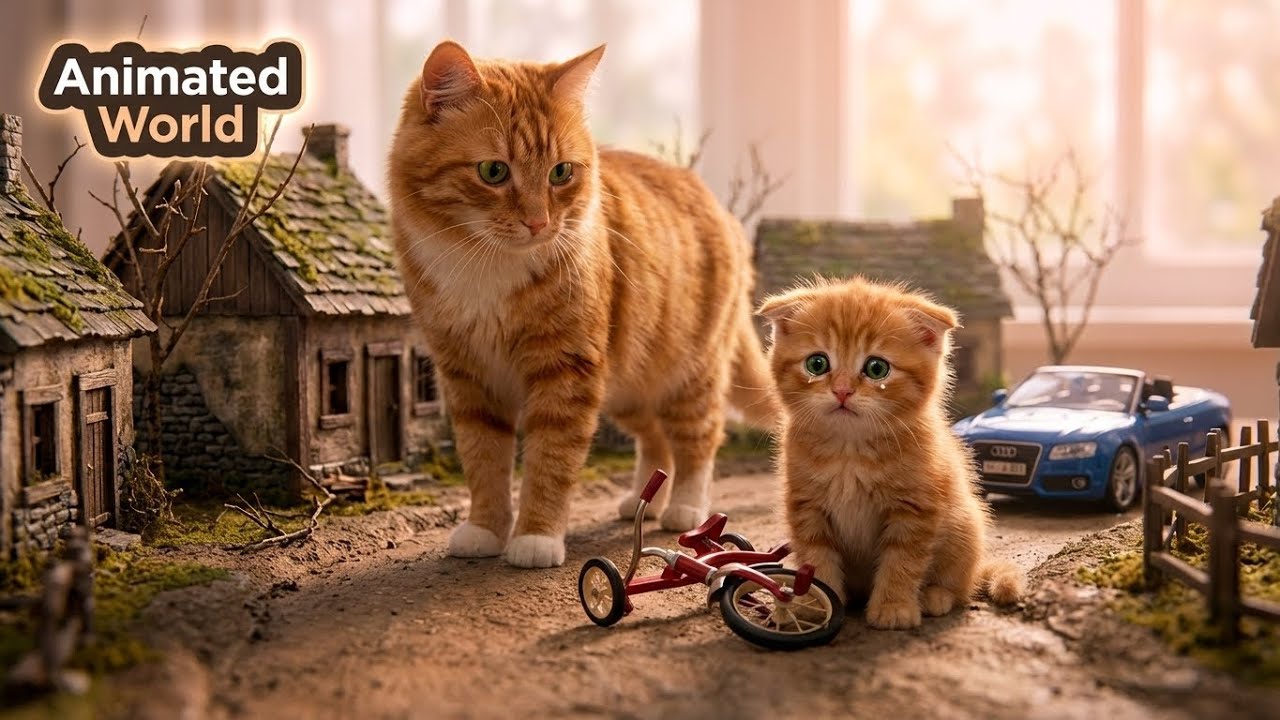 Mama Cat Fixed Baby’s Broken Tricycle 💔➡️❤️ | A Silent Emotional Cat Story