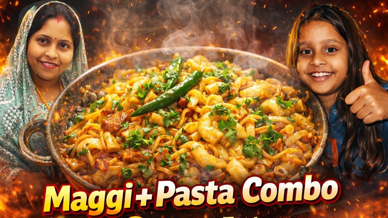 Maggi Pasta Combo Recipe 😋 | Village Style Maggi Pasta | Desi Tasty Maggi Noodles | Easy Street Food