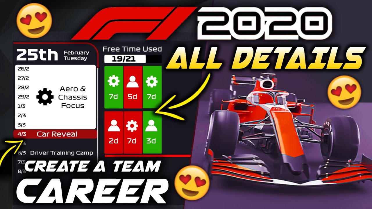 F1 2020 'CREATE A TEAM' CAREER: All Details You NEED to Know! New R&D, Team Design/Upgrades & More!