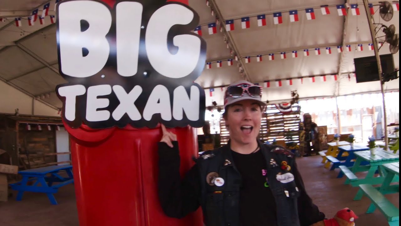 Enthusiastic Australian tourist visits Big Texan Steak Ranch