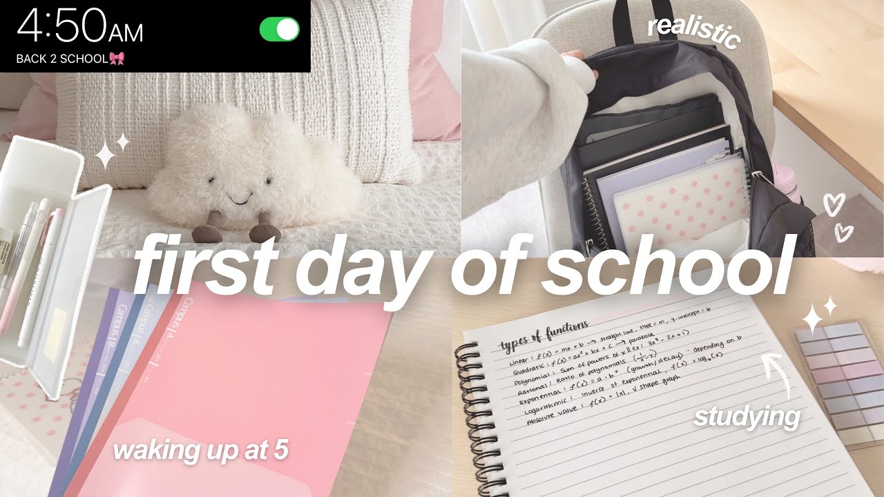 GRWM: first day of school 🗒️🎀 *realistic* morning routine, productive, studying, school outfit