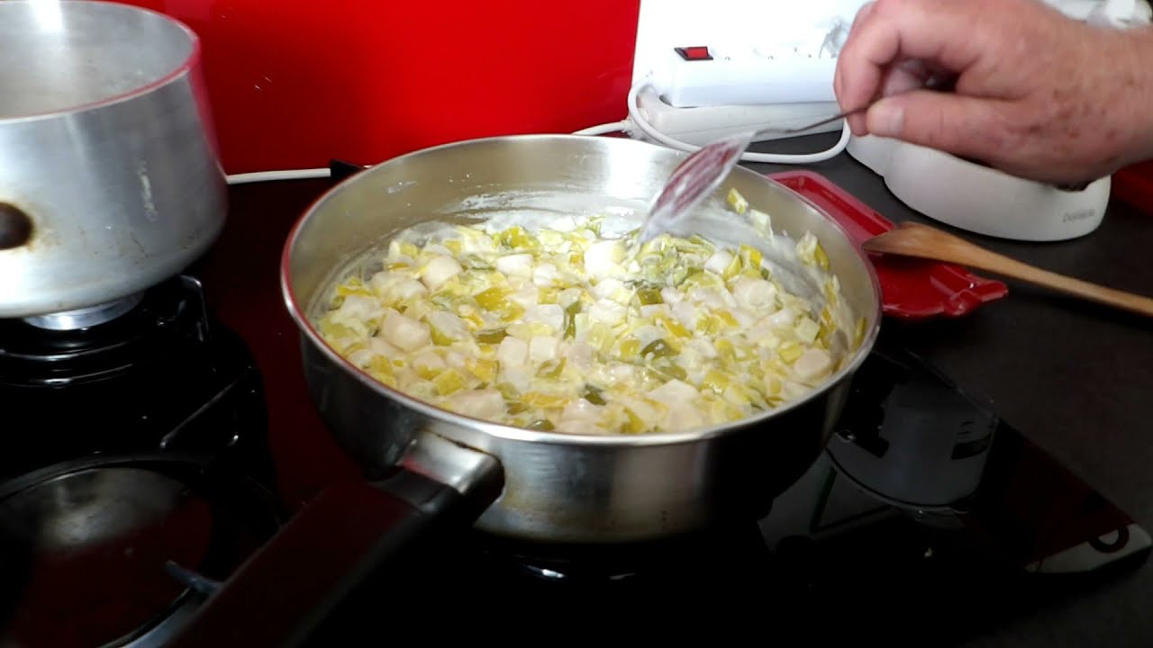fondue de poireaux aux noix de pétoncles