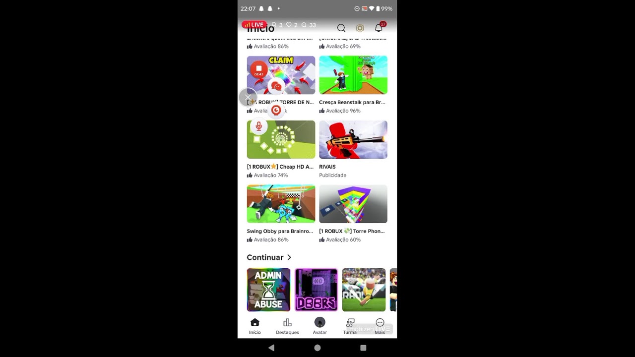 live de Roblox