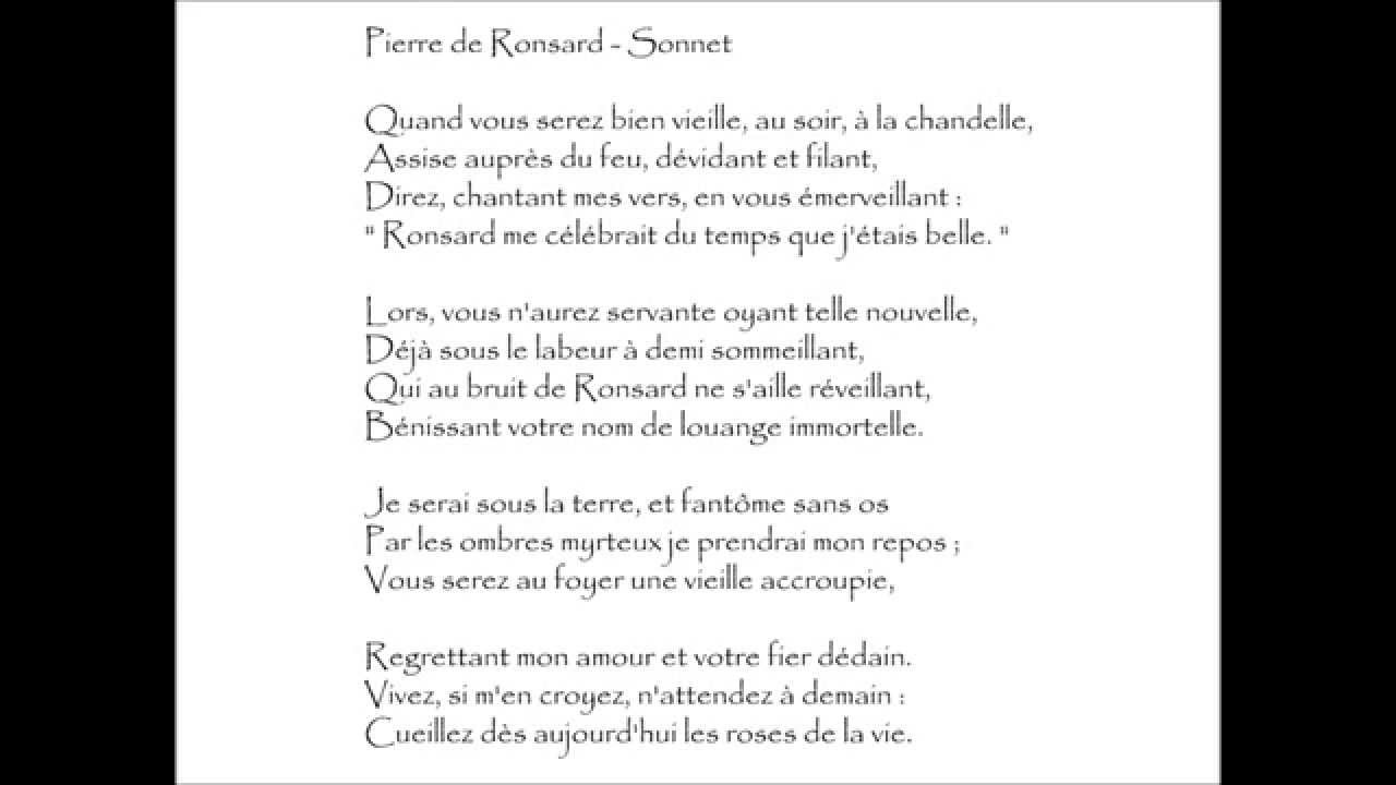 Ronsard (Pierre de) : SONNET - Quand vous serez bien vieille, au soir, à la chandelle,