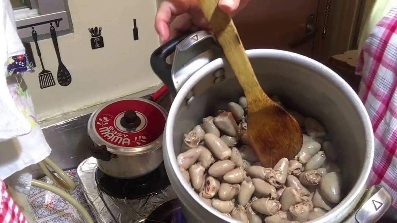 Coração de frango na pressão