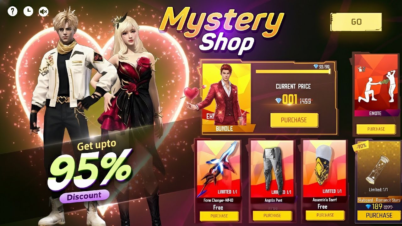 Valentine Special Mystery Shop Event🔥🤯| Valentine Event Rewards | Free Fire New Event | ff new event