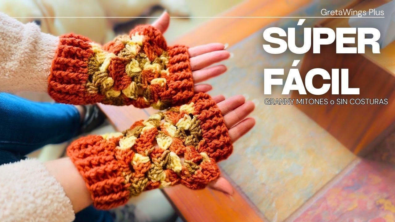¡No creeras lo FÁCIL que es! Mitones a Crochet con Grannys para principiantes.| @gretawingsplus