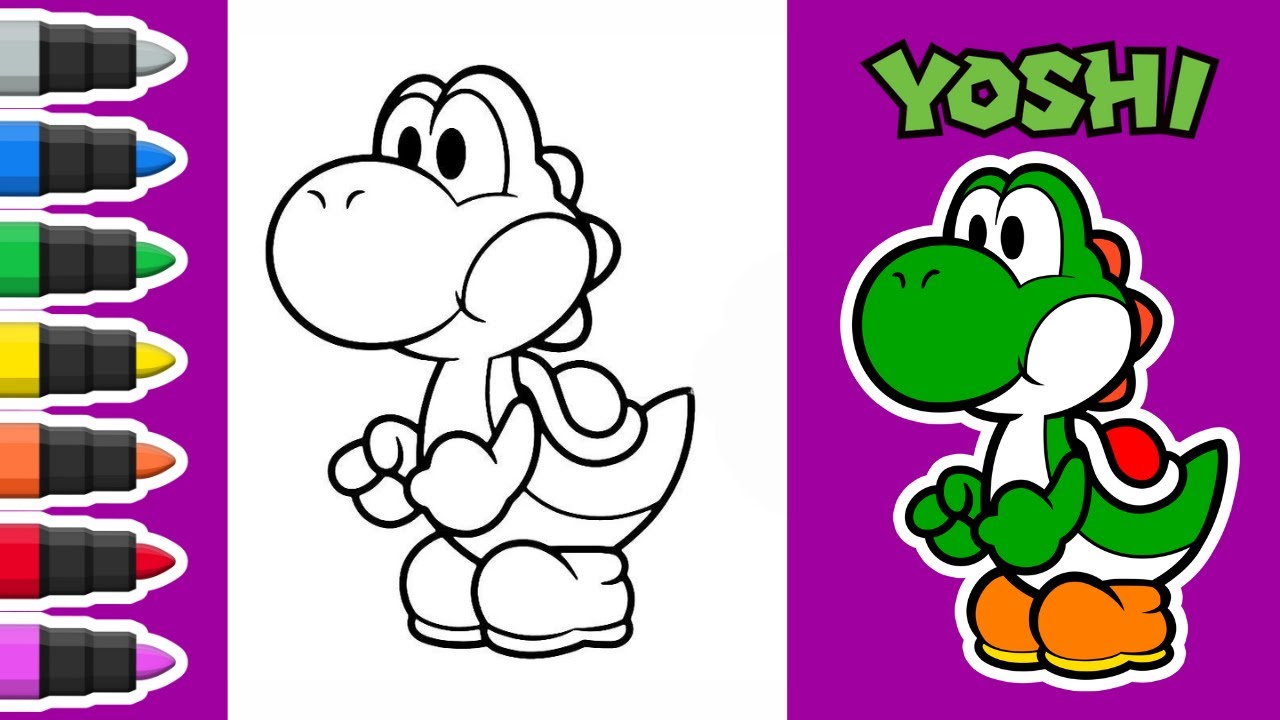 Coloring Yoshi from Super Mario | CRAZY Color Transformation!