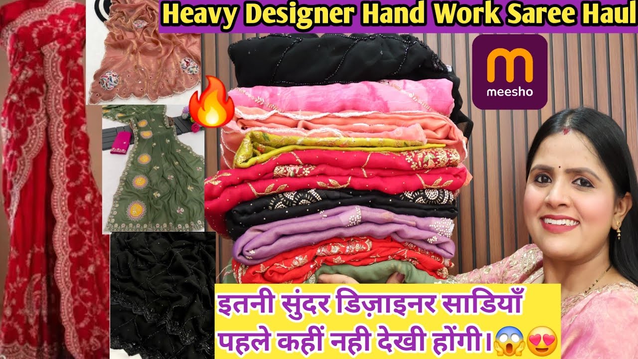 💕HUGE Meesho Designer Saree Haul! 😱 Heavy Stonework & Handwork Sarees | Reality vs Expectation