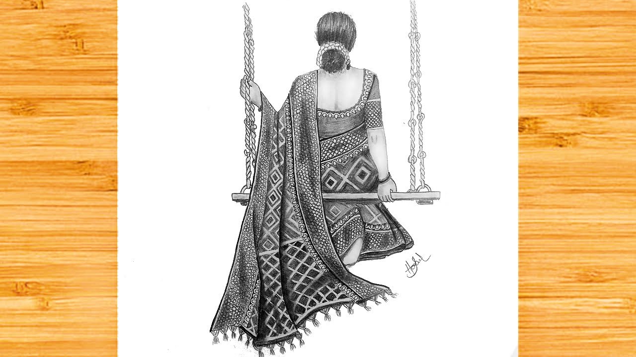 How To Draw A Girl On Swing || Girl On A Swing With Sharee || Pencil Sketch Tutorial