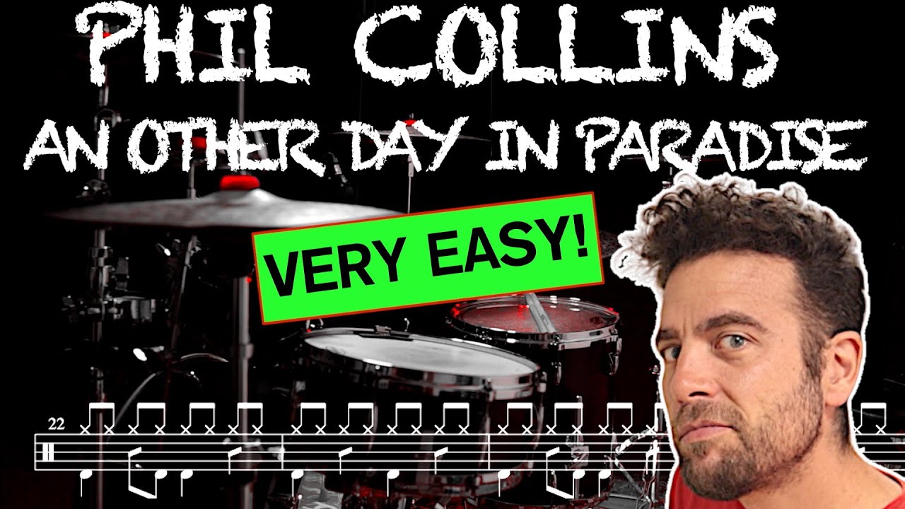 Phil Collins - An other day in paradise - Drum cover ( with scrolling drum score)