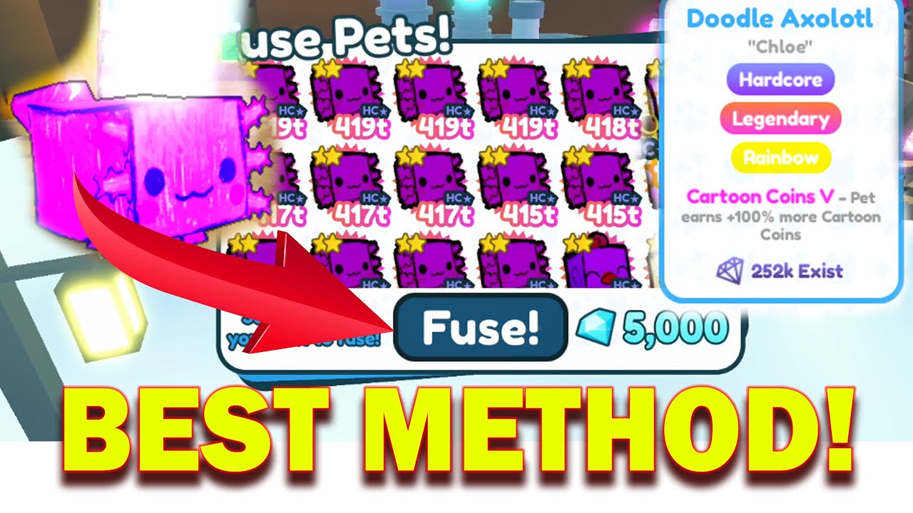 🔥 HARDCORE RAINBOW DOODLE AXOLOTL BEST FUSING METHOD 🔥PET SIMULATOR X