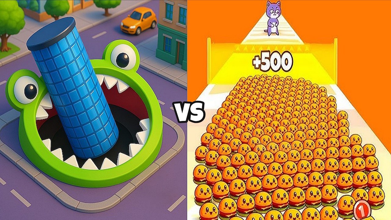 Food Run Vs Hole.io Swallow Everything & Dominate the City Gameplay New Update!