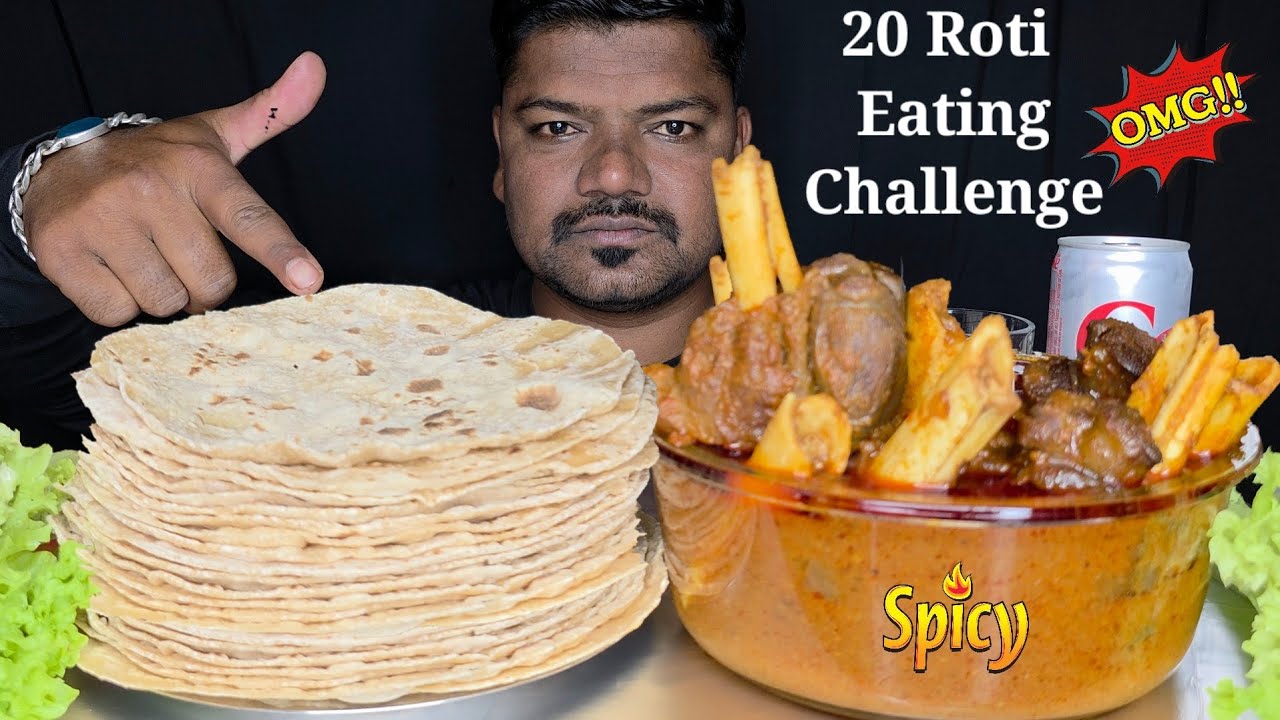 20 Roti Spicy Mutton Challenge You Won't Forget | Asmr Mukbang