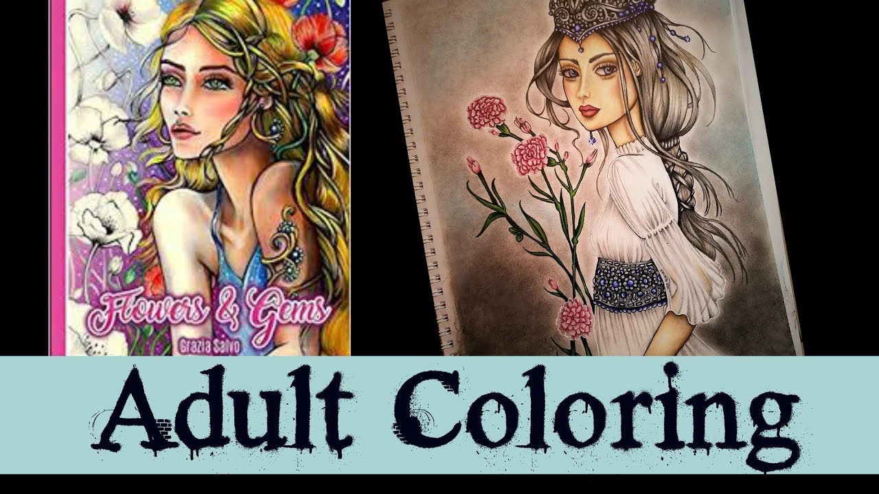 Adult Coloring- Flowers & Gems- Grazia Salvo