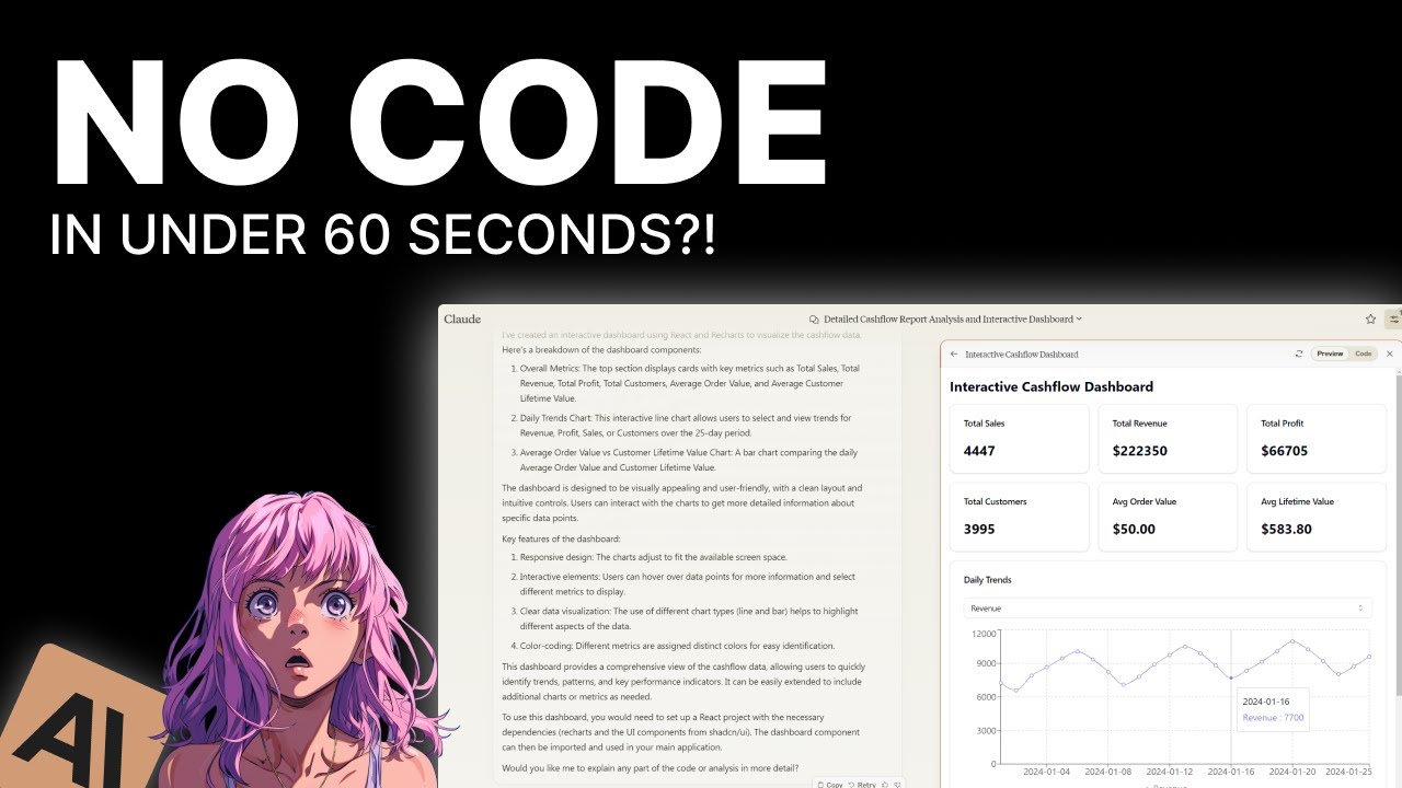 Make an Interactive Dashboard with Claude Only NO CODE