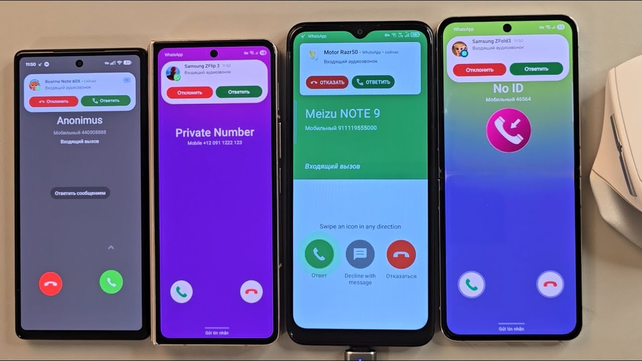 incoming call Google Pixel 6A TCL 30b Samsung Flip 5 Samsung Galaxy Fold 4 with mouse control