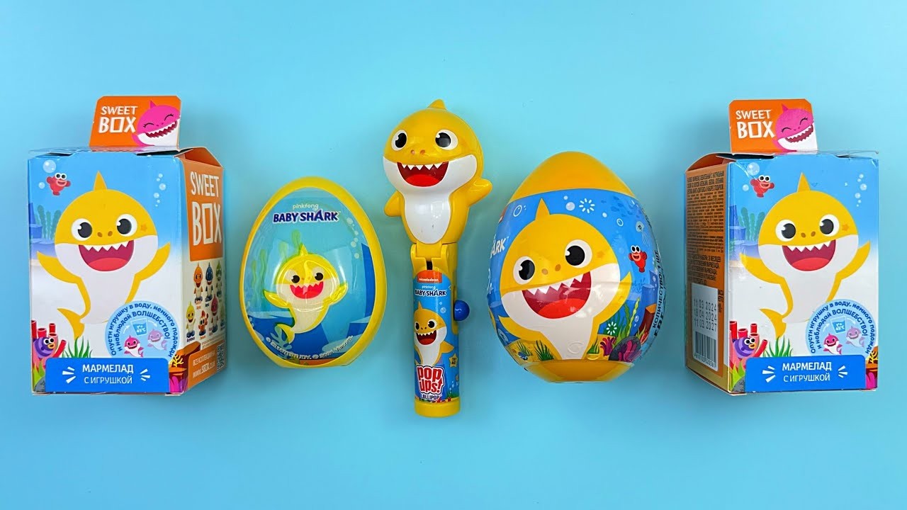 🦈💙 Baby Shark Pez Dispenser ASMR | Crinkly Candy Wrappers & Egg Surprise Opening