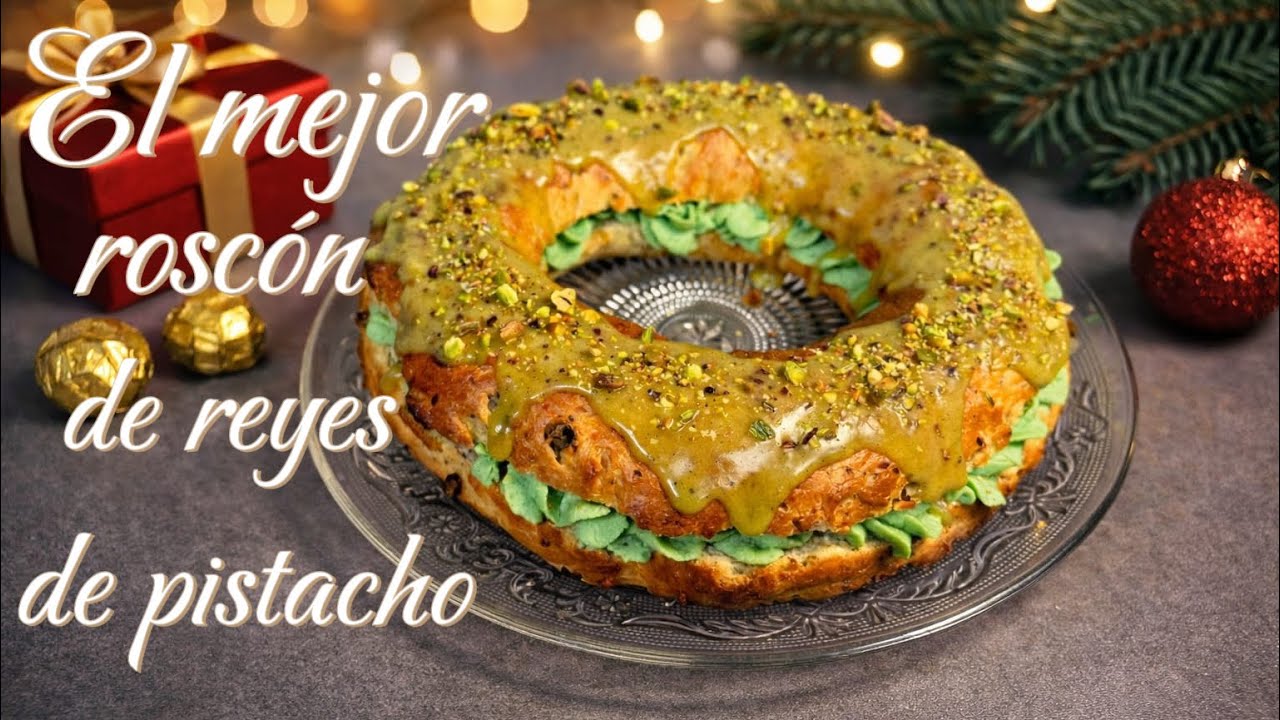 Roscón de Reyes👑de Pistacho 💚Masa de Pistacho + Ganache y Crema de Pistacho